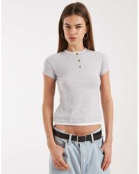 ASOS - Short Sleeve Double Layer Top With Buttons - Lyst