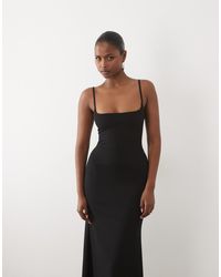 asos design square neck scuba maxi dress with thigh split ASOS Design - Square Neck Maxi Dress - Women - Polyester/Elastane - 4 US