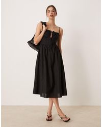 Glamorous - Tie Front Midi Dress - Lyst