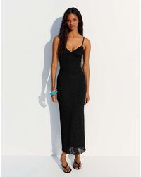 Bershka - Lace Strap Midi Dress - Lyst