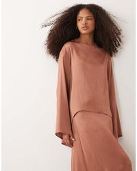 Iyal - Hammered Satin High Neck Long Sleeve Tunic Top Co-ord - Lyst