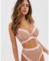ASOS Agnes - Soutien-gorge à bretelles épaisses et armatures en résille pour poitrines généreuses - Rose