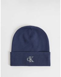 Calvin Klein - Rib Knit Beanie With Fine Logo - Lyst
