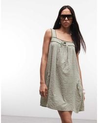 Reclaimed Vintage - Mini Dress With Lace Trim And Hip Seam Detail - Lyst