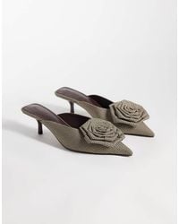 ASOS - Surprise Corsage Detail Pointed Kitten Heeled Mules - Lyst