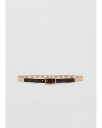 Mango - Smalle Leren Riem Met Hardware - Lyst
