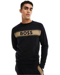 BOSS - Sudadera negra con logo estampado authentic - Lyst