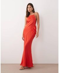 ASOS - Square Neck Satin Chiffon Mix Maxi Dress - Lyst