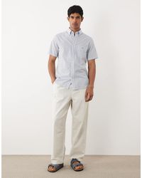 GANT - Regular Fit Poplin Stripe Short Sleeve Shirt - Lyst