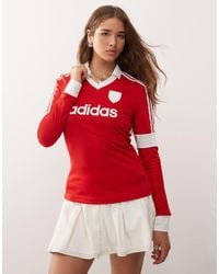 adidas Originals - Maglia A Maniche Lunghe Stile Calcio Color Better Scarlet Con Grafica - Lyst