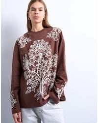 TOPSHOP - Graphic Paisley Long Sleeve Skater Tee - Lyst