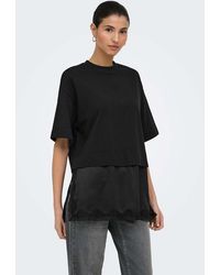 ONLY - Mexa Top De Encaje Con Cuello Redondo Y Manga Corta En - Lyst