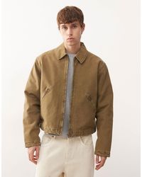 Weekday - Veste en toile coupe carrée - fauve délavé - Lyst