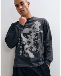 ASOS - Oversized Long Sleeve T-Shirt With Dragon Graphic - Lyst