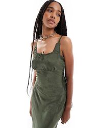 ASOS - Asos Design Tall Jacquard Bra Detail Ruched Bust Cami Midi Slip Dress - Lyst