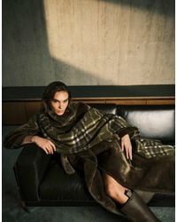 ASOS - Écharpe oversize à carreaux avec franges - olive - Lyst