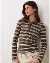 Brave Soul - Long Sleeve Ribbed Polo Top - Lyst