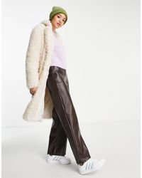 Pimkie Oversized Longline shaggy Fur Coat - Natural