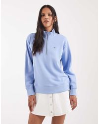 GANT - Jersey Claro Con Media Cremallera De Algodón - Lyst