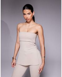ASOS - Bandeau-Top Van Jersey Keperstof Met Lange Pasvorm En Overslag - Lyst