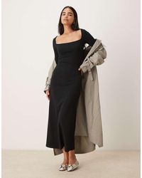 ASOS - Ribbed Square Neck Maxi Dress - Lyst
