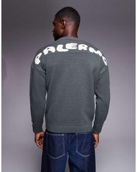 ASOS - Oversized Knitted Crew Neck Jumper With Palermo Back Print - Lyst