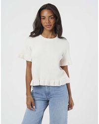 Brave Soul - Short Sleeve Knitted T-Shirt With Frill Detail - Lyst