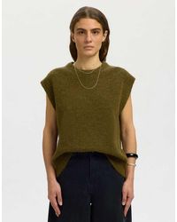 SELECTED - Chaleco De Punto En Verde Abeto - Lyst