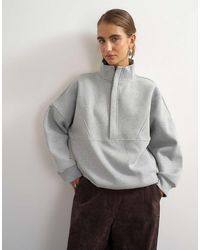 TOPSHOP - High Neck Concealed Placket Sweat - Lyst
