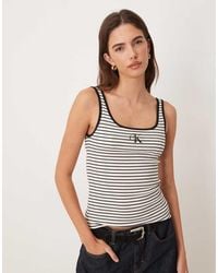 Calvin Klein - Monologo Scoop Neck Rib Tank Top - Lyst