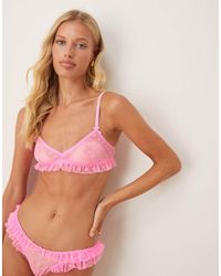 ASOS - Sujetador Sin Aros Con Volantes Y Diseño Floral Texturizado De Malla Koko De - Lyst