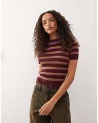 Monki - Compact Rib Knit Short Sleeve Top - Lyst