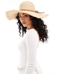 Accessorize - Cappello di paglia a falda larga color naturale con fiocco - Lyst