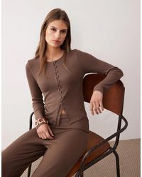 ASOS - Co-ord Rib Fitted Long Sleeve Cardigan - Lyst