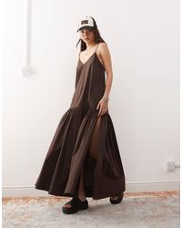 Monki - Tiered Floaty Maxi Dress With Low Tie Back Detail - Lyst