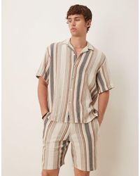 SELECTED - Short d'ensemble texturé à rayures en coton - Lyst