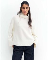 Pull&Bear - Pull à col montant en maille douce - cassé - Lyst
