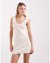 ASOS - Knitted Cotton Boucle Dress With Sculpted Ribs - Lyst