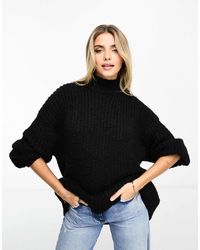 Monki - – hochgeschlossener, gerippter pullover aus grobstrick - Lyst