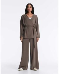 Oysho - Straight-Leg Trousers With Asymmetric Stripe And Modal - Lyst