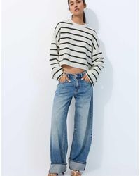 Stradivarius - Cropped Gebreide Trui Met Wijde Mouwen - Lyst