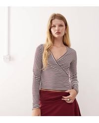 Collusion - V Neck Long Sleeve Wrap Top-multi - Lyst