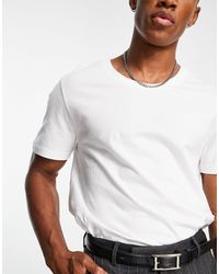 ASOS - T-shirt en coton mélangé à encolure dégagée - white - Lyst