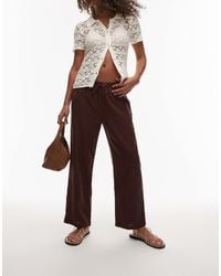 TOPSHOP - Mid Rise Linen Awkward Length Trouser - Lyst