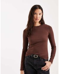 ASOS - Cotton Elastane Long Sleeve Crew Neck Tee - Lyst