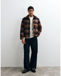 SELECTED - Wool Blend Check Zip Jacket - Lyst