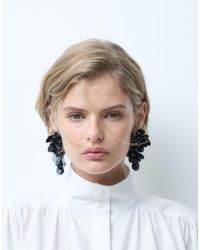 ASOS - Statement Floral Earrings With Black Sequins - Lyst
