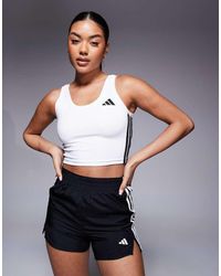 adidas Originals - Top Corto Blanco De Tirantes Con 3 Rayas De Adidas Training - Lyst