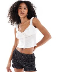 Miss Selfridge - Milkmaid Top With Button Detail - Lyst