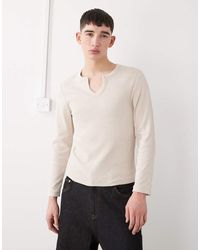 Collusion - Muscle-Fit Henley T-Shirt Met Lange Mouwen En Inkeping Aan De Hals - Lyst